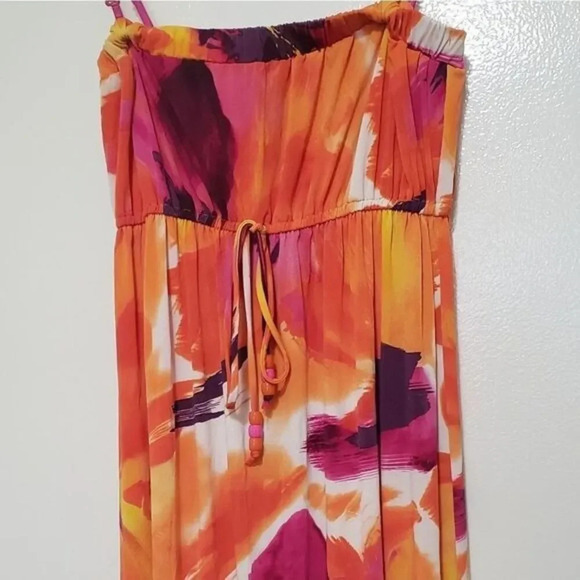 Bisou Bisou Summer Spaghetti Strap Maxi Dress Size 8‎ Yellow/Orange - Picture 4 of 4